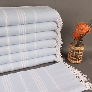 Personalized Towel, Turkish Beach Towel, Baby Blue Peshtemal, Striped Peshtemal, 40x71 Inches Turkish Towel for Beach,