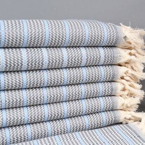 Embroidered Beach Towel, Custom Beach Towel, Dark Gray-Blue Towel, Striped Towel, 40x71 Inches Bachelor Party Gifts, Travel Towel,