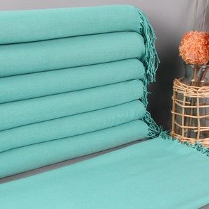 Personlig turkisk pashmina, bröllopsgåvor för gäster, mintgrön halsduk, enfärgad sjal, 61x162 cm möhippapresenter, ekologisk bomullshalsduk