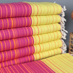 Embroidered Beach Towel, Bachelorette Towel, Yellow-Fuchsia Towel, Striped Towel, 40x71 Inches Bachelor/Bachelorette Party Favors,