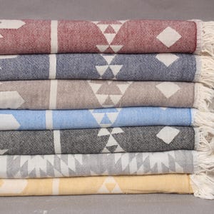 Custom Wedding Gifts, 60&quot;x71&quot; Cotton Blanket, Monogram Blanket, Geometric Blanket, Woven Blanket, Personalized Gift For Her,