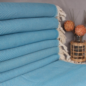 Brautdusche Geschenk, 170x210 cm türkis Baumwolle werfen, personalisierte Decke, Zick-Zack-Überwurf, Einweihungsgeschenk, handgemachtes Geschenk,