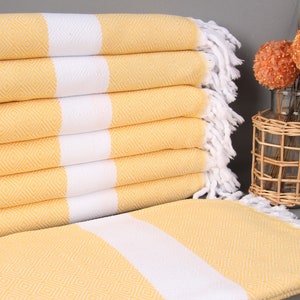 Personalized Turkish Beach Towel, Turkish Bath Towel, Dark Yellow Towel, Diamond Towel, 40x71 Inches Monogram Towels, Yoga Towel,