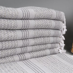 Personalized Turkish Towel, Monogram Beach Towel, Dark Gray Towel, Striped Towel, 36x71 Inches Linen Towel, Wedding Favors,