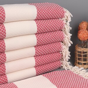 Turkish Bath Towel, Turkish Beach Towel, Red Towel, Diamond Towel, 36x71 Inches Personalized Bridesmaid Gift, Travel Towel,