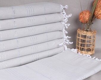 Custom Towel, Personalized Gift Box Towel, Light Gray-Flush Gray Towel, Striped Towel, 40x71 Inches Beach Towel Bulk, Sarong Towel,