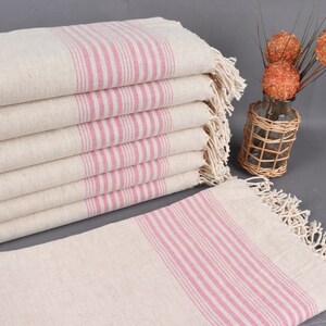Turkish Beach Towel, Wedding Gift Towels, Fuchsia Peshtemal, Striped Peshtemal, 40x79 Inches Linen Towel, Turkish Towel for Gift,