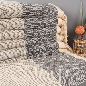 Picnic Blanket, Turkish Throw Blanket, Anthracite Blanket, Diamond Blanket, 79x103 Inches Customizable Blanket, Picnic Throw,