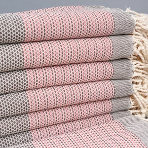 Personalized Gift Box Towel, Personalized Gift for her, Dark Brown-Coral Towel, Geometric Towel, 40x71 Inches Bridesmaid Gift,