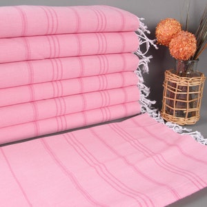 Cotton Dish Towel, Monogrammed Tea Towel, Pink-Dark Pink Towel, Striped Towel, 24x40 Inches Turkish Towel, Gym Towel, Bath Decor Towel,
