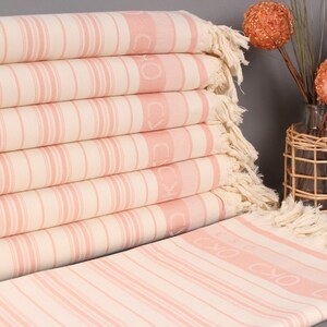 Wedding Favors for Guests, Monogram Beach Towel, Light Powder Pink Towel, Striped Towel, 40x71 Inches Bachelorette Party Beach Towel,