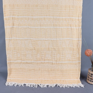 Couch Throw, Beach Blanket, Yellow Bedspread, Aztec Design Blanket, 56x75 Inches Sofa Cover, Bedding Bedspread, Camping Bedspread,