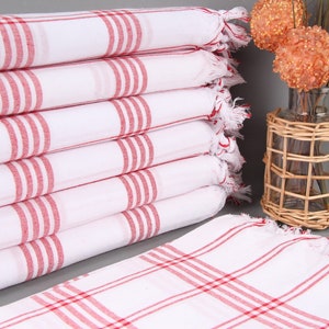 Personalized Turkish Beach Towel, Bachelorette Towel, Red-White Towel, Striped Towel, 32x67 Inches Custom Logo Beach Towel,