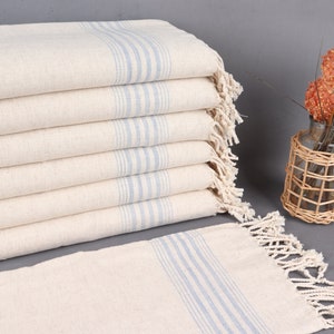 Turkish Towel, Turkish Hand Towel, Blue Towel, Striped Towel, 18x36 Inches Linen Towel, Gift For Her, Holiday Towel, Travel Napkin,