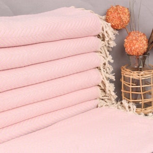 Gift For Him, Bachelorette Party Decorations, 40&quot;x71&quot; Light Powder Pink Cotton Towel, Home Decor Gifts, Zig zag Towel, Family Gift,