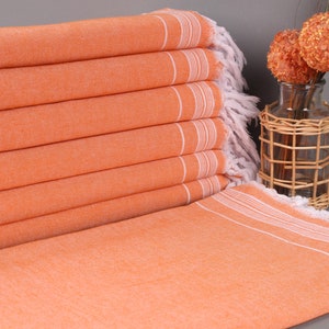 Bedcover, Handwoven Blanket, Orange Blanket, Striped Blanket, 56x91 Inches Throw Blankets Boho, Couch Throw, Yoga Throw, Camping Blanket,