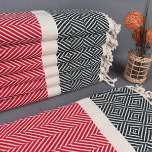 Wholesale Towels, Personalized Towel, Red-Dark Green Towel, Chevron Peshtemal, 38x83 Inches Bridal Shower Towel, Home Decor Towel,