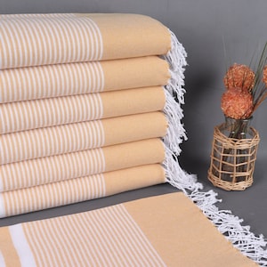 Toalla de playa orgánica, toalla de playa turca, toalla mostaza, peshtemal a rayas, toalla monogramada de 40 x 71 pulgadas, toalla de sauna, toalla de baño,