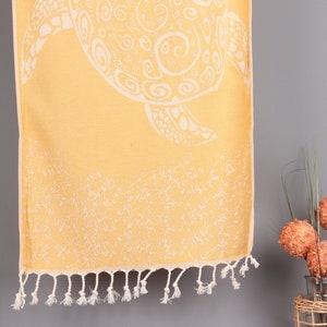 Custom Hand Towel, Custom Tea Towel, Mustard Towel, Carretta Towel, Patterned Towel, Animal Towel, Print Towel, 18x36 Inches Gift For Her,