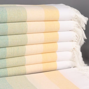 Wedding Favors for Guests, Custom Beach Towel, Yellow-Green Towel, Striped Towel, 40x67 Inches Monogram Towels, Sauna Towel, Yoga Towel,