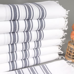 Turkish Beach Towel, Bath Towel, Navy Towel, Striped Peshtemal, 40x71 Inches Turkish Towel for Beach, Travel Towel, Yoga Peshtemal,