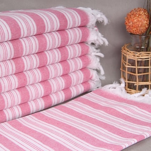 Toalla de playa turca, regalo personalizado, toalla rosa, toalla a rayas, 40 x 71 pulgadas, regalo de dama de honor, despedida de soltera, toalla de viaje, toalla de verano,