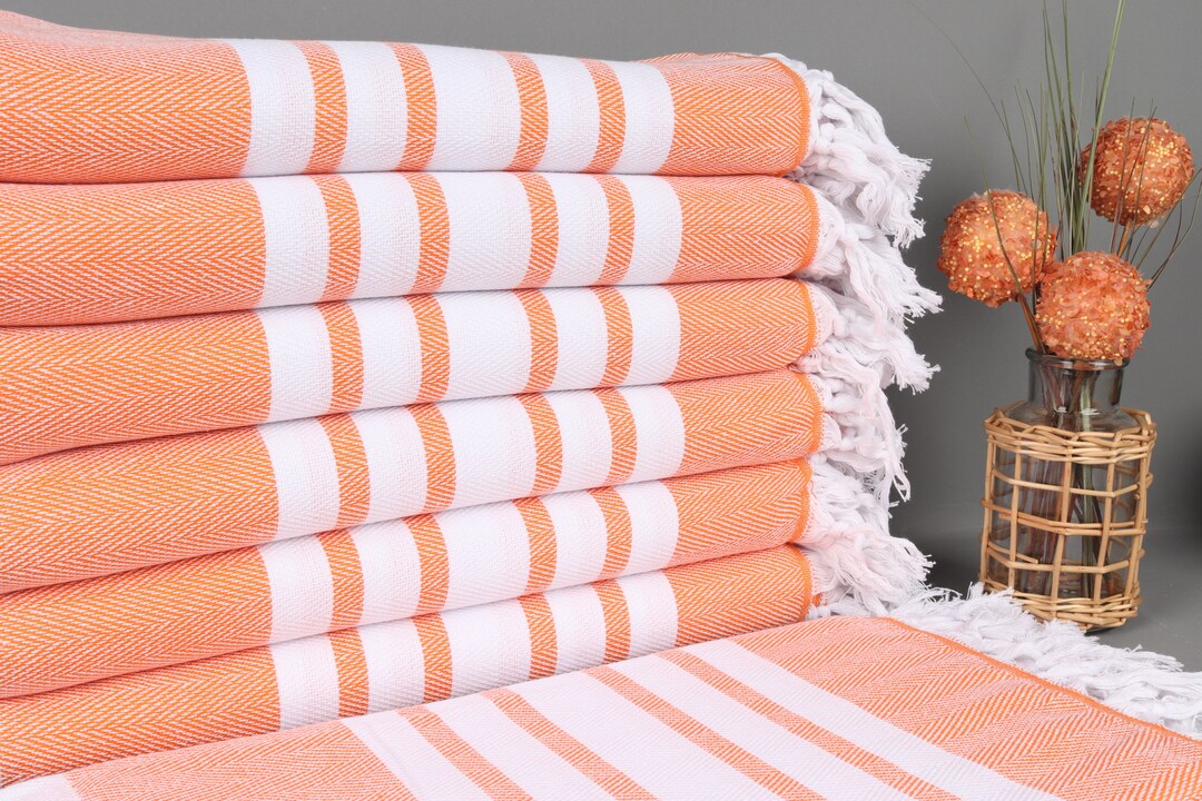 Turkish Towel for Beach Turkish Bath Towel Orange Towel Etsy