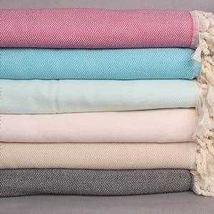 Decorative Blanket, Bachelorette Party Favors, Personalized Blanket, Herringbone Throw, 79&quot;x99&quot; Cotton Throw, Gift For Her,