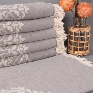 Large Towel, Custom Blanket, Dark Gray Throw, Baroque Throw, 60x71 Inches Cotton Throw Blanket For Couch, Designer Throw, Gift Throw,