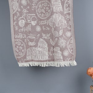 Wedding Gift Towels, Monogrammed Hand Towel, Brown Towel, Italian Symbols Patterned Towel, 20x28 Inches Turkish Towel, Guest Towel,