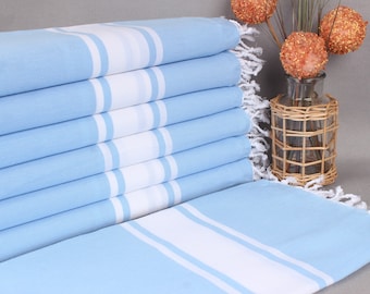 Wedding Favors for Guests, Personalized Gift for him, Baby Blue Towel, Striped Towel, 40x71 Inches Best Beach Towel, Gift Towel,