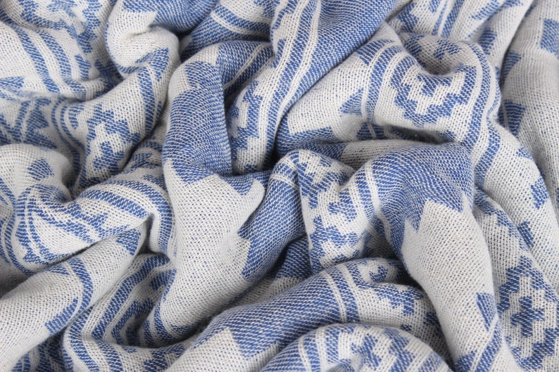 Turkish Blanket, Large Towel, Sax Blue Blanket, Kilim Throw, 56x85 Inches Cotton Throw Blanket For Couch, Camping Throw, Decor Throw, image 8