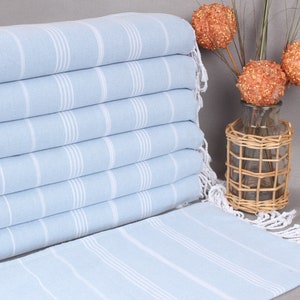 Turkish Hand Towel, Kitchen Towel, Baby Blue Towel, Striped Towel, 18x38 Inches Turkish Towel, Dish Towel, Guest Towel, Camping Towel,