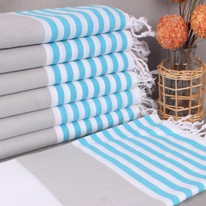 Turkish Towel Beach, Turkish Beach Towel, Gray-Blue Towel, Striped Towel, 40x71 Inches Monogrammed Turkish Beach Towel, Scarf Towel,