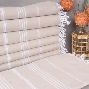 Wedding Gift Blankets, Large Towel, Beige Throw, Striped Blanket, 79x95 Inches Boho Bedspread, Turkey Blanket, Beach Throw, Decor Throw,