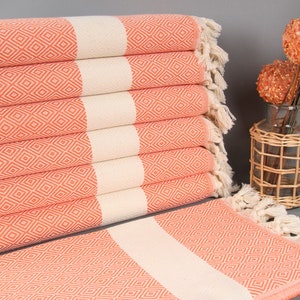 Custom Kitchen Towel, Monogram Tea Towel, Light Orange Towel, Diamond Towel, 20x36 Inches Bridesmaid Gift, Guest Towel, Decorative Towel,
