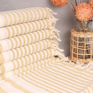 Presente de casamento, presente de aniversário, presente personalizado para madrinha de casamento, presente para ele, toalha de algodão mostarda 40x71 polegadas, toalha de praia orgânica