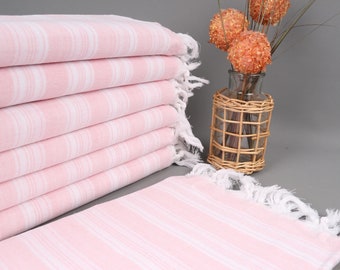 Monogrammed Beach Towel, Embroidered Beach Towel, Light Powder Pink Towel, Striped Towel, 71x40 Inches 50th Wedding Anniversary Gifts,