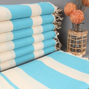 Monogrammed Beach Towel, Turkish Towel Beach, Turquoise Towel, Striped Towel, 40x71 Inches Wedding Anniversary Gift for Couple,