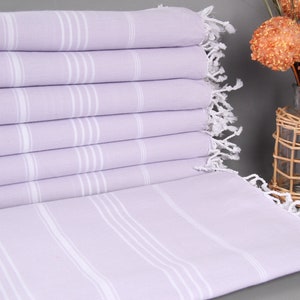 Turkish Towel Beach, Personalized Turkish Beach Towel, Light Lilac Towel, Striped Towel, 40x71 Inches Peshtemal Towel, Travel Towel,