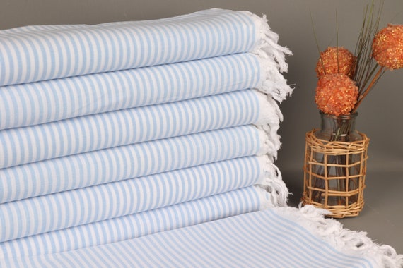 Turkish Towel Beach, Turkish Bath Towel, Light Blue Towel, Striped Towel, 40x63 Inches Bridesmaid Beach Towel, Warm Towel, Holiday Towel,