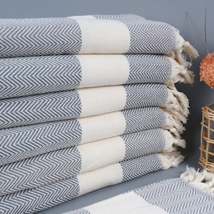 Monogrammed Kitchen Towel, Cotton Woven Dish Towel, Dark Gray Towel, Chevron Towel, 18x36 Inches Bathroom Towel, Dish Towel, Decor Towel,