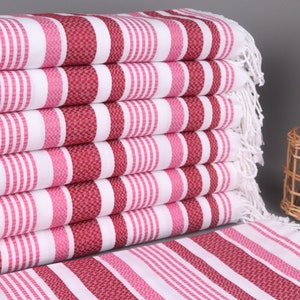 Türkisches Handtuch Strand, Benutzerdefiniertes Strandtuch, rot-rosa Handtuch, gestreiftes Handtuch, 36x71 Zoll Hochzeit Gastgeschenk, Yogatuch, Sommertuch,
