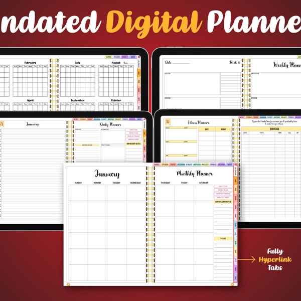 Digital Planner, iPad planner,Electronic Planner, Goodnotes Planner, Undated Planner, Daily,Weekly Monthly Digital Planner,Digital Downloads