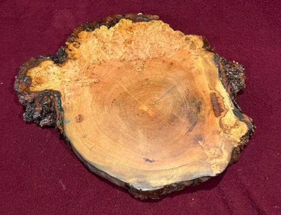 Cherry Burl Charcuterie Board With Turquoise inlay by Burls2Bowls