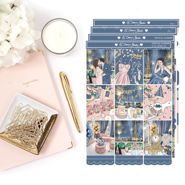 Happy New Year Kit ||  Vertical Planner || Weekly Kit || Free Foiled Deco Sheet