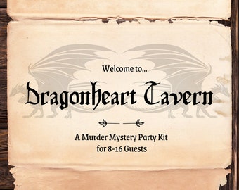 Taberna Corazón de Dragón: Kit para fiesta de misterio y asesinato para 8-16 invitados