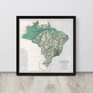 Brazil Map: Vintage 1886 Brazil Map Print – Antique Brazil Map Poster