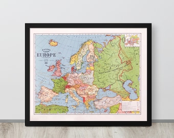 Europe Map 1925 – Antique Historical Wall Art Print