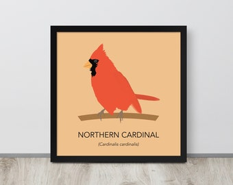 Nordkardinal Illustration Druck – Minimalistischer Nordkardinal Illustration Poster Druck